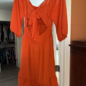 Chic Asymmetrical Orange Dress